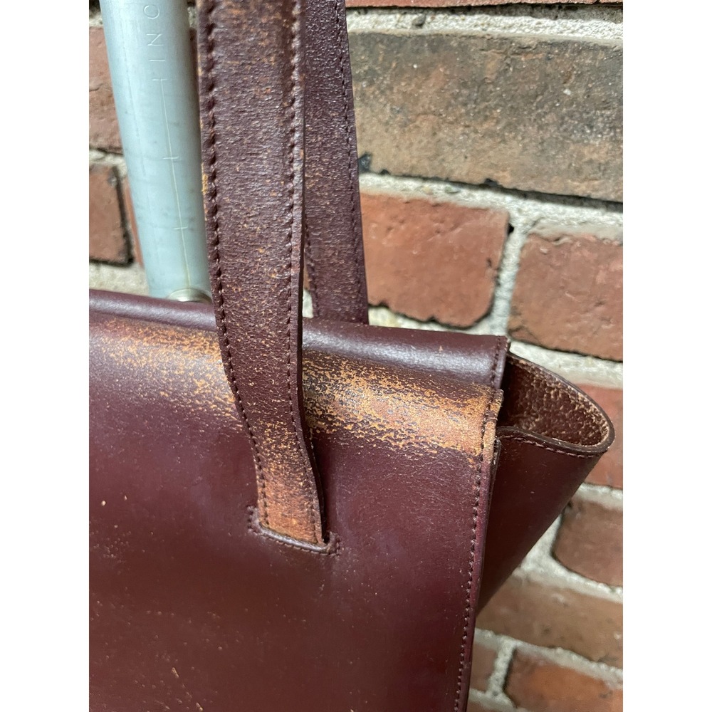 Missoni Leather Tote Bag Burgundy Textured Stitch Shoulder Purse Womens M VTG - Picture 14 of 16